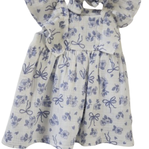 Robe et bandeau NOTS BLUES double gaze de coton -12 mois