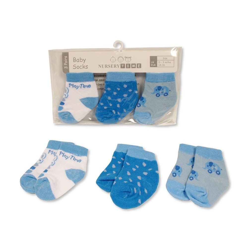 Pack de 3 paires de chaussettes 0-3 mois PLAYTIME bleu
