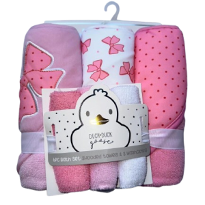 Pack de 3 serv capuche et lingettes NŒUDS ROSE
