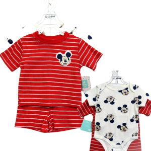 Ensemble MICKEY -rayé rouge du 12 au 24 mois