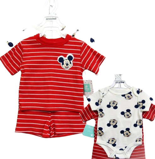 Ensemble MICKEY -rayé rouge du 12 au 24 mois