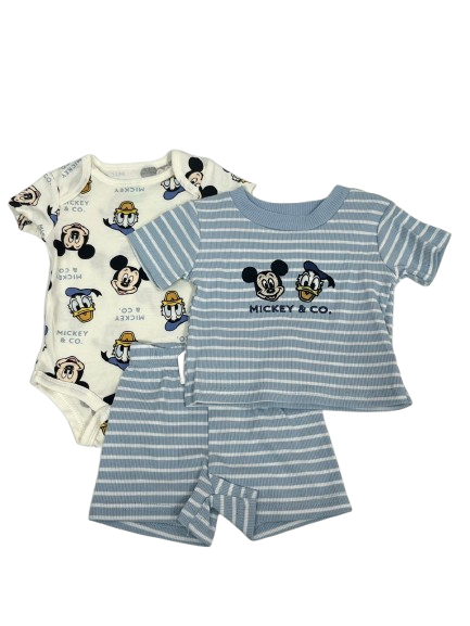 Ens 3pc MICKEY-rayé du 0/3 au 6/9 mois