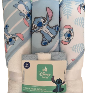 Pack de 3 serv capuche et lingettes STITCH