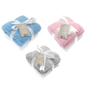 Lot de 2 serviettes à capuche bébé – GRIS/BLANC