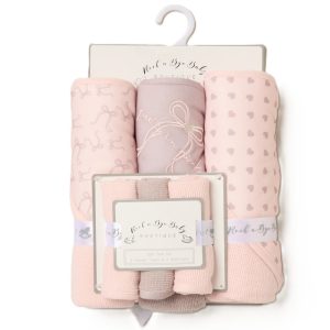 Set bain bébé fille nœuds 6 pièces (serviette à capuche + gants)