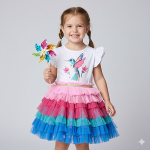 Robe tutu fille colibri à sequins (3-5 ans)