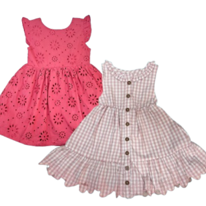 Pack de 2 robes coton VICHY et broderie anglaise - 8 ans