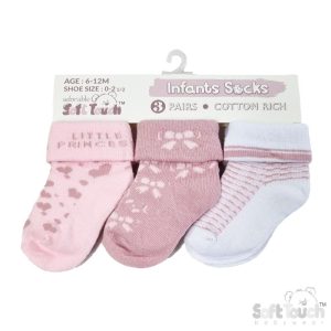 Lot de 3 chaussettes bébé roses (naissance-3 mois)