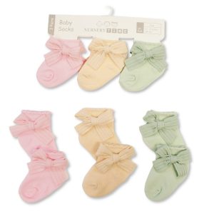 Lot de 3 paires de chaussettes bébé fille avec nœud (0-3 mois)
