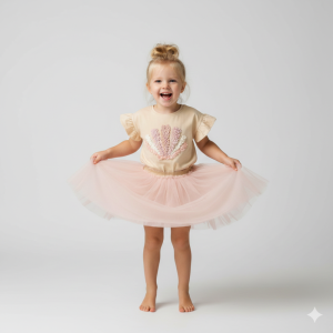 Ensemble fille t-shirt coquillage & jupe tutu (3-5 ans)