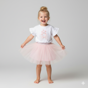 Ensemble fille t-shirt fleur & jupe tutu (3-5 ans)