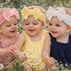 Lot de 3 bandeaux bébé fille avec nœud