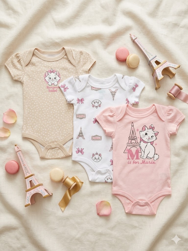 Pack de 3 bodys du 0/3 au 6/9 mois ARISTOCHATS MARIE