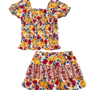 Ens jupe RUFFLE FLEURIS du 4 au 7 ans