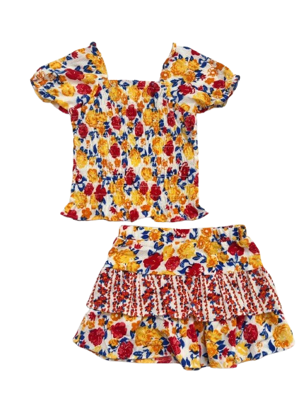 Ens jupe RUFFLE FLEURIS du 4 au 7 ans