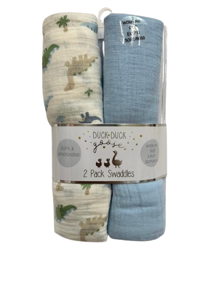 Pack de 2 pahii coton 90x100cm DINO BLEU