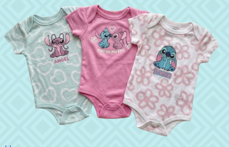 Pack de 3 bodys du 0/3 au 6/9 mois STITCH angel