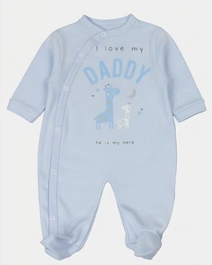 Grenouillère I LOVE DADDY - bleu du 0/3 au 6/9 mois