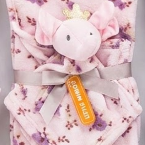 Couverture bébé avec sa peluche PRINCESSE ROSE