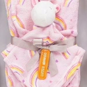 Couverture bébé avec sa peluche LICORNE