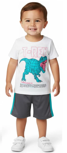 Ens garcon T-REX vert du 12 au 24 mois