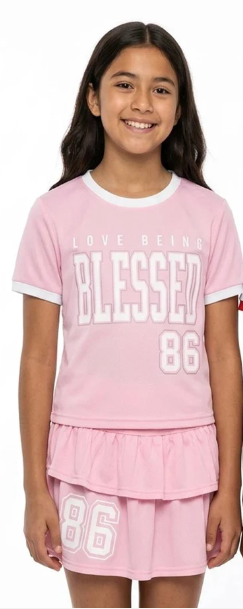 Ens jupe BLESSED rose du 4 au 12 ans