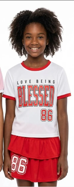 Ens jupe BLESSED rouge du 4 au 12 ans
