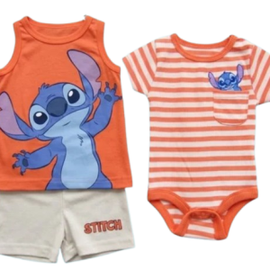 Ens STITCH ORANGE 3pc du 0/3 au 24 mois