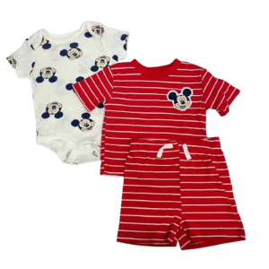 Ensemble MICKEY -rayé rouge du 12 au 24 mois
