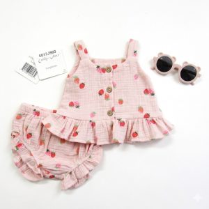 Combi gaze de coton FRAISES et lunettes du 12 au 24 mois