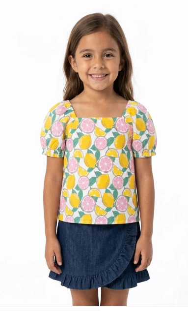Ens jupe short DENIM et top LEMON du 4 au 7 ans