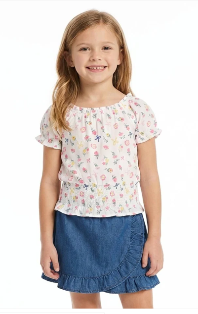 Ens jupe short DENIM et top NOTSdu 4 au 7 ans