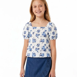 Ens jupeshort DENIM FLOWERS BLUE du 7 au 14 ans