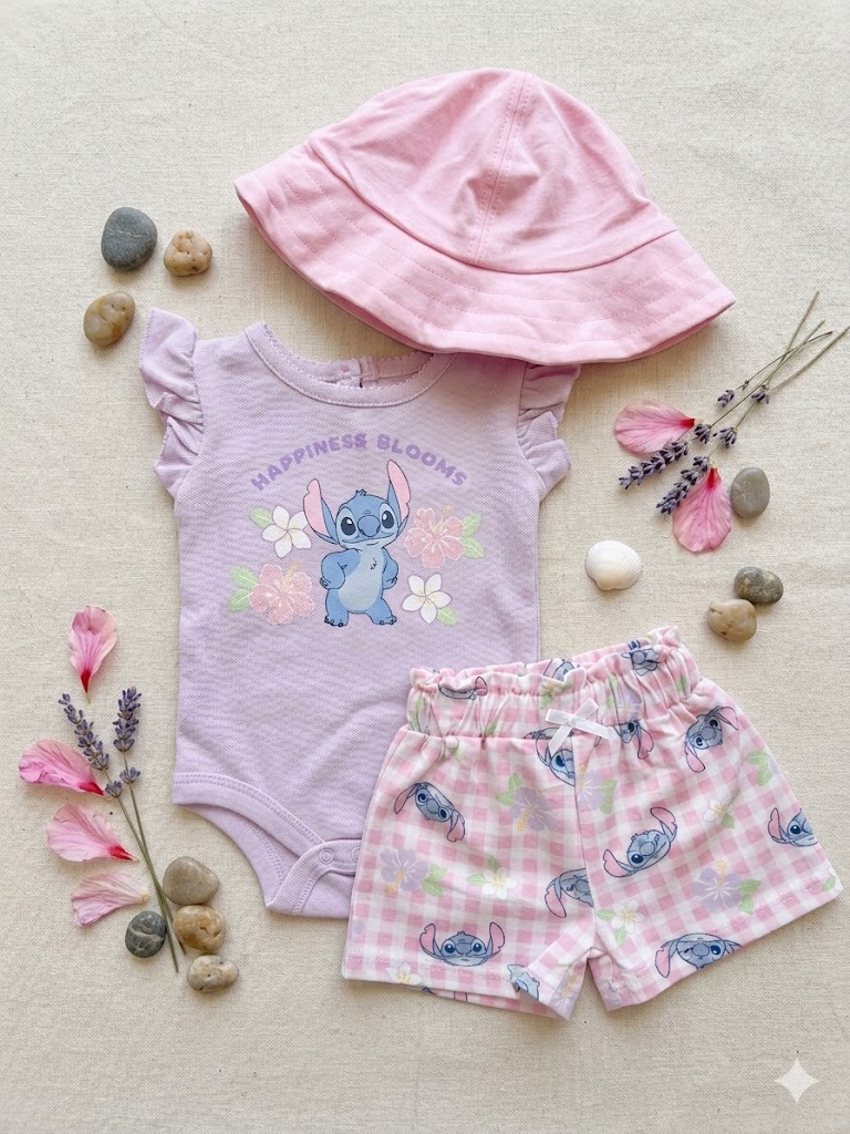 Ens STITCH 3pc du 0/3 au 24 mois HAPPINESS