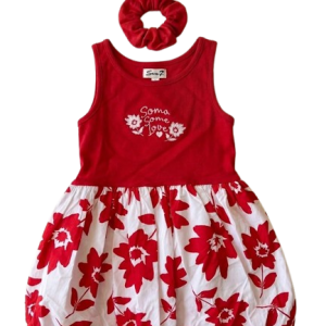 Robe BUBBLE ROUGE avec chouchou du 7 au 14 ans