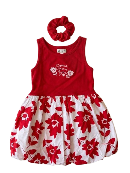 Robe BUBBLE ROUGE avec chouchou du 4 au 7 ans