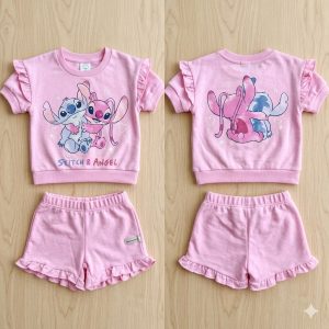 Ensemble STITCH ANGEL rose -12 mois