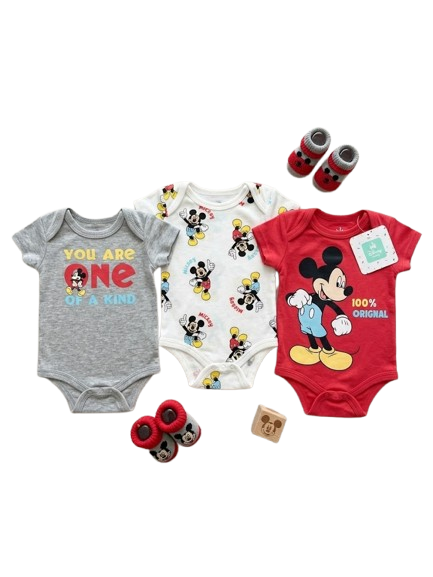 Pack de 3 bodys du 0/3 au 6/9 mois MICKEY
