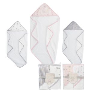 Pack de 2 serviettes à capuche BEBE rose 66x76 cm