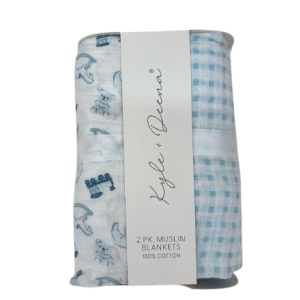 Pack de 2 pahii coton 90x100cm VICHY BLEU