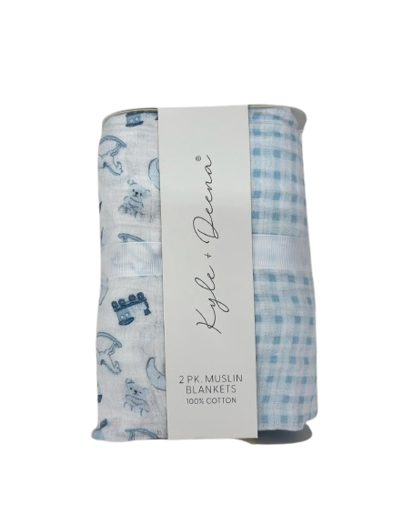 Pack de 2 pahii coton 90x100cm VICHY BLEU