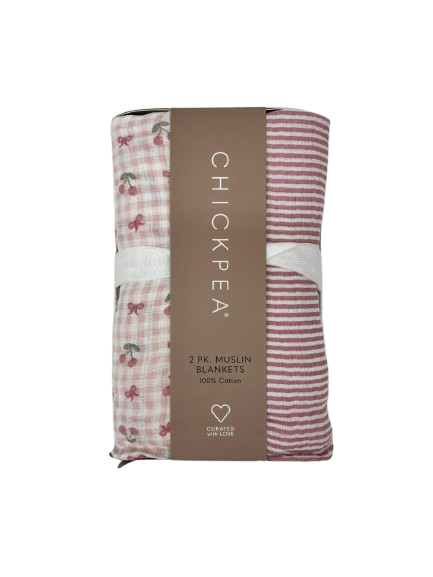 Pack de 2 pahii coton 90x100cm RAYE CERISE VICHY NŒUD
