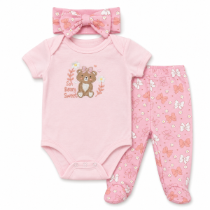 BEARY SWEET Ens 3 pc du 0/3 au 6/9 mois