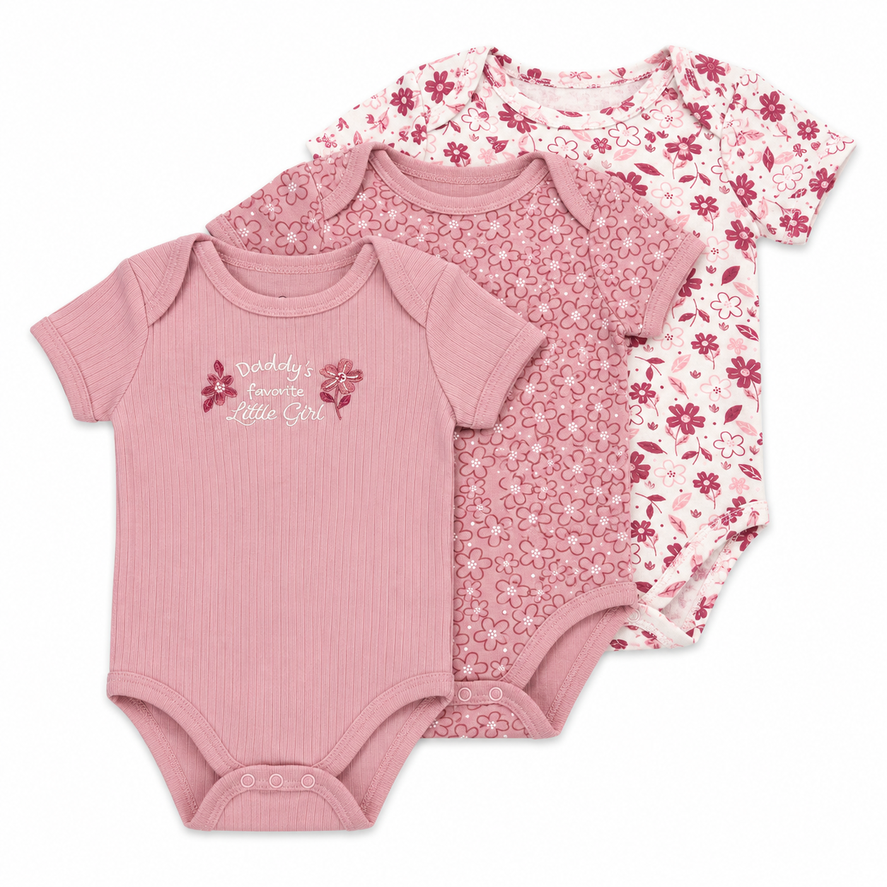 Pack de 3 bodies DADDY LITTLE GIRL du 0/3 au 6/9 mois