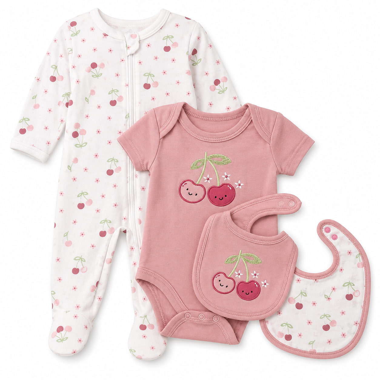 Ens 3 pc CERISES PINKIES du 0/3 au 6/9 mois