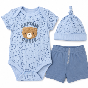 Ens 3pc TEDDY BEAR BLUE du 0/3 au 6/9 mois