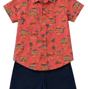Ens 2 pc chemise TROPICAL BUS du 4 au 7 ans