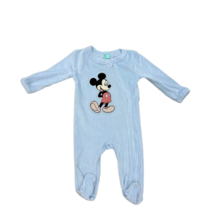 Grenouillère MICKEY BLEU VELOURS du 0/3 au 6/9 mois