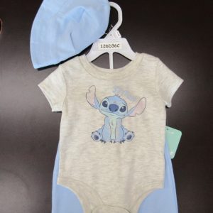 Ens 3 pc STITCH bob bleu ciel du 0/3 au 6/9 mois