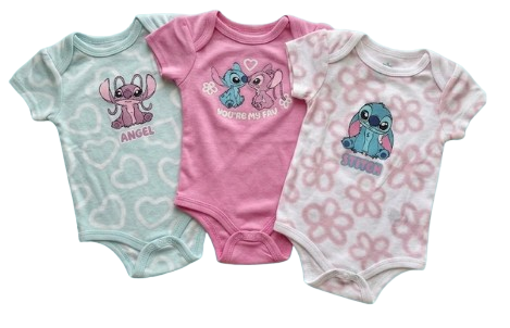 Pack de 3 bodys du 0/3 au 6/9 mois STITCH angel